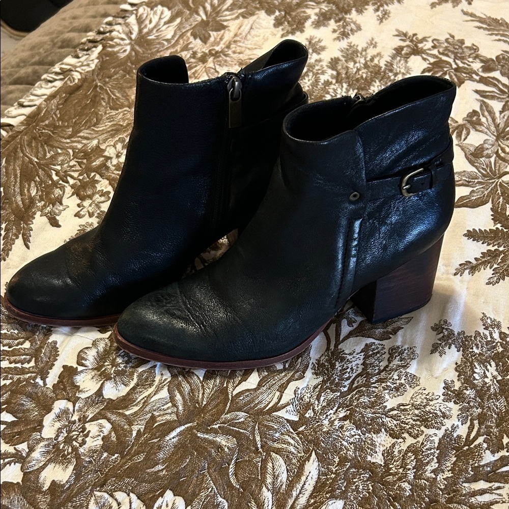 Isola Black Leather Ankle Booties